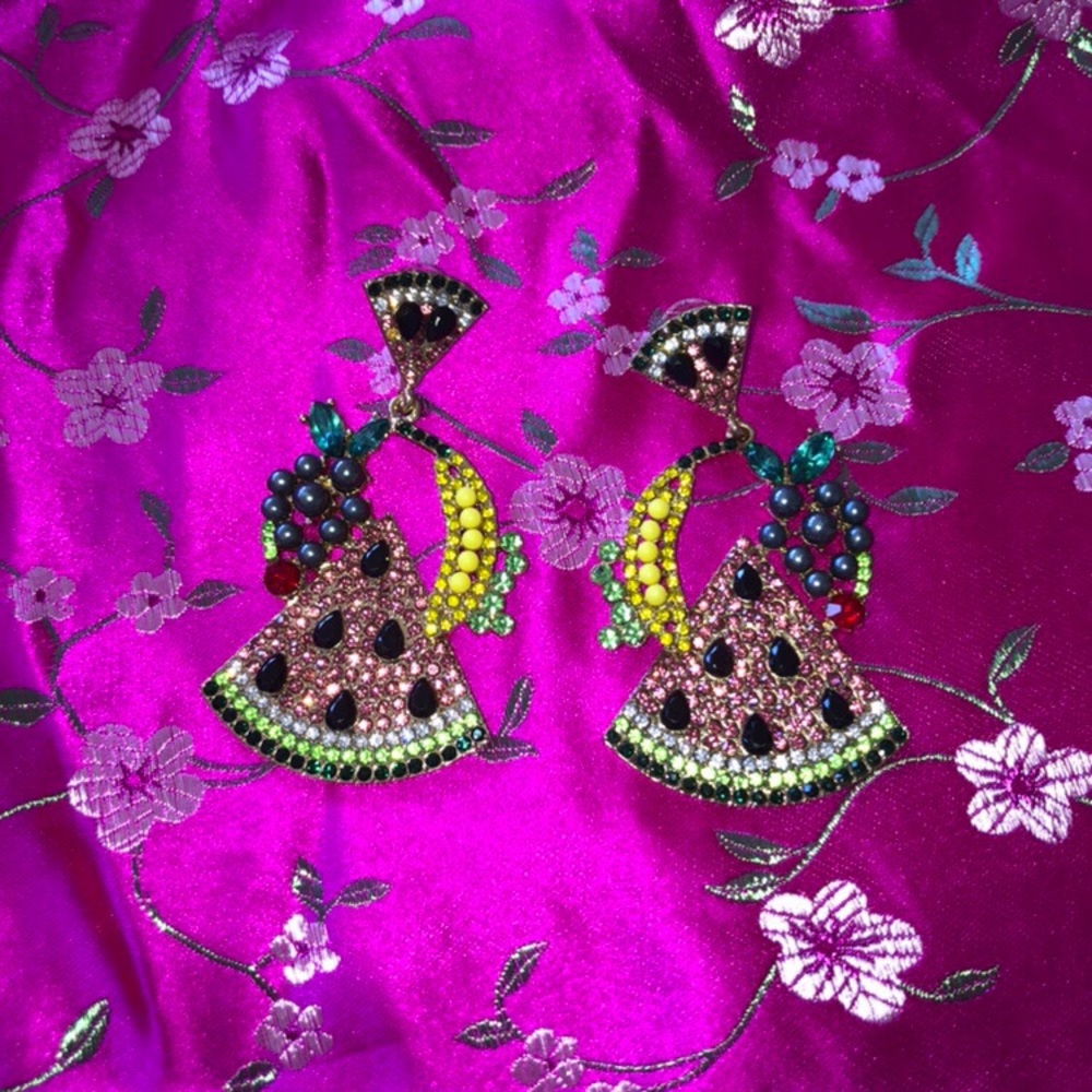 BRAND NEW RHINESTONE FRUIT EARRINGS